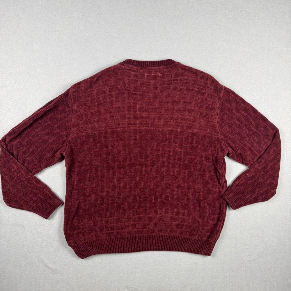 Croft & Barrow Mens XL Burgundy Red Textured Chenille Knit Crewneck Sweater - Picture 5 of 10